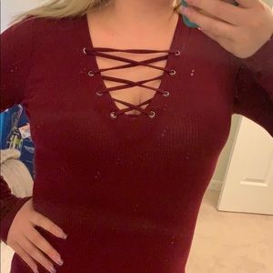 Burgundy long sleeve shirt